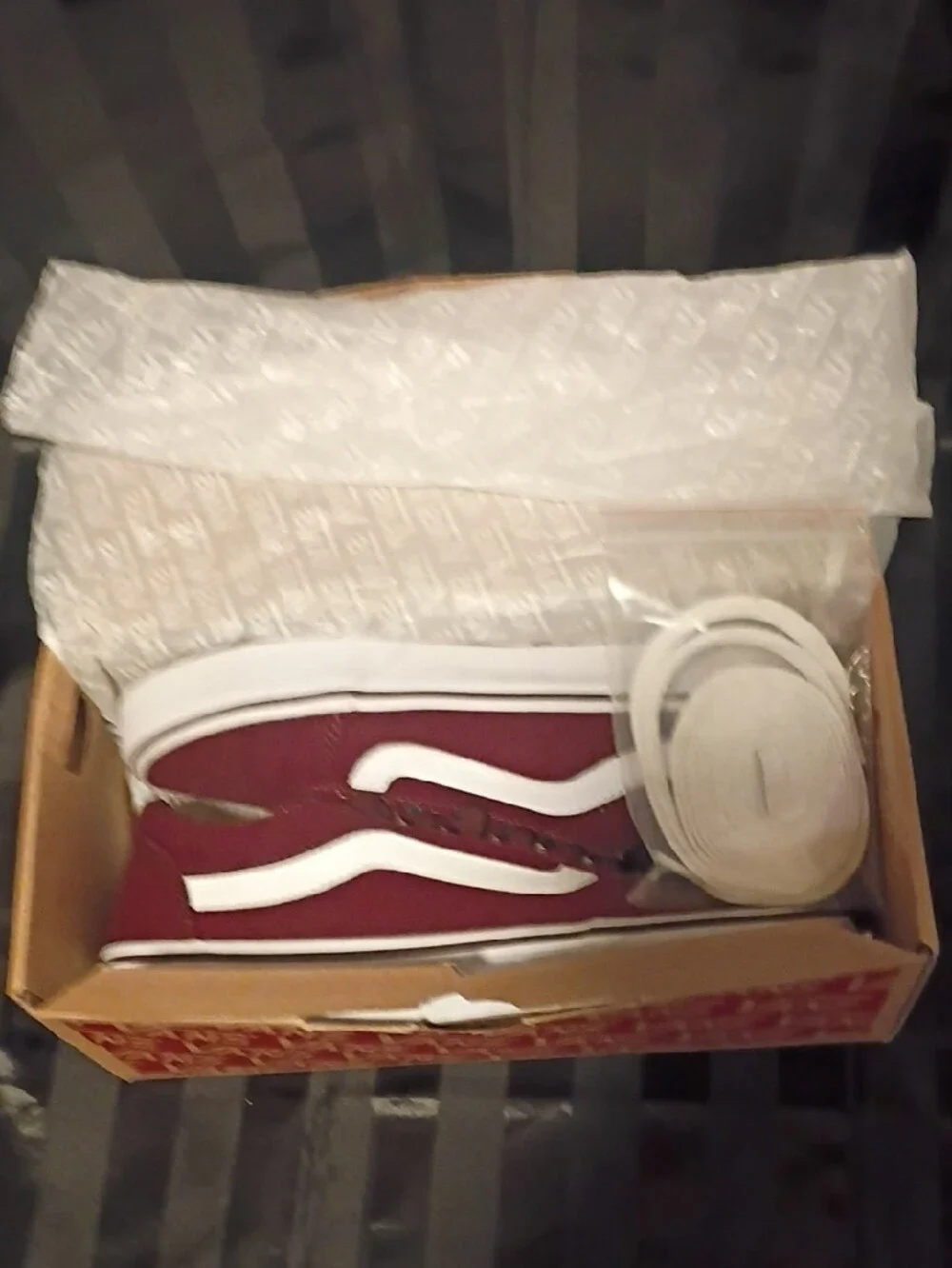 Vans Old Skool Low Top Sneakers in Burgundy with White Stripe W/Bling